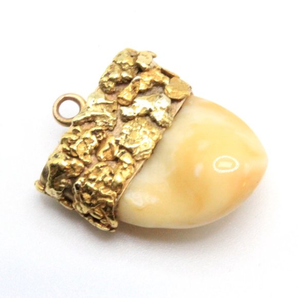 Antique 14K & 24K Gold Cast Elk Tooth BPOE Clock Masonic Nugget Pendant - Picture 6 of 6